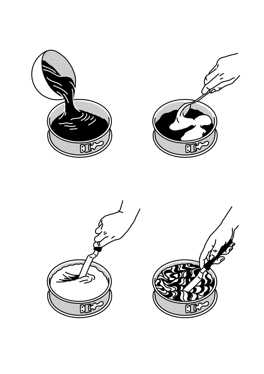 drawing of instructions to make a cheesecake 